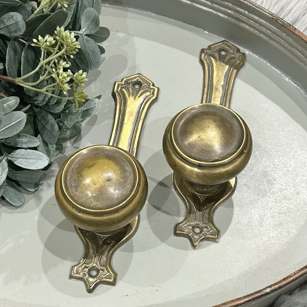 Corbin St. Johns Art Deco Brass Doorknob Pair For Wall Decor &/Or Hanging Hook